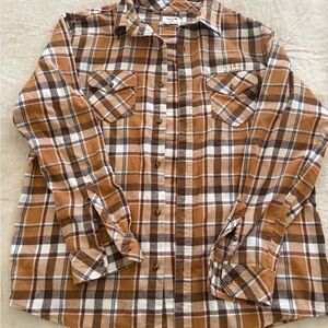 Hurley Tan and Brown Plaid Shirt